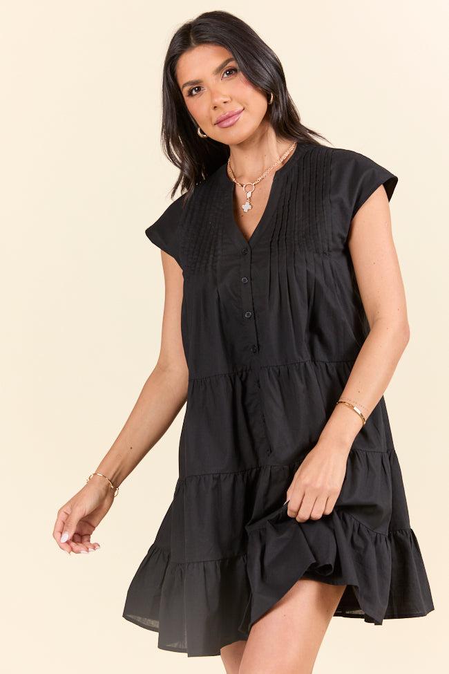 Just A Little Black Button Up Mini Dress FINAL SALE Product Image