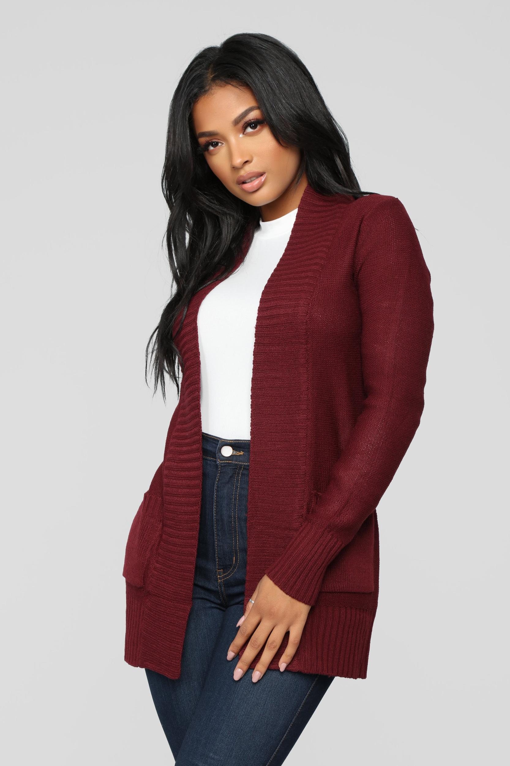 Moments After Cardigan - Burgundy Product Image