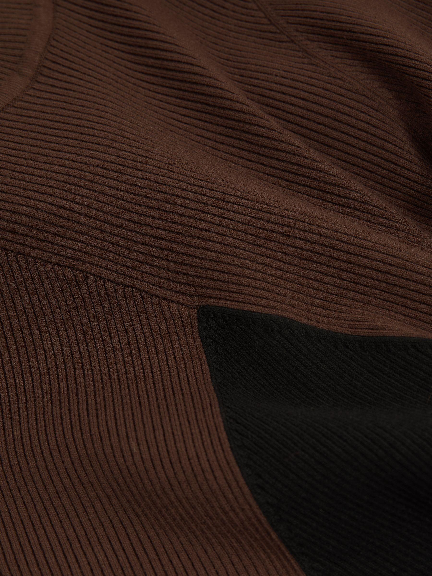 Petite Colourblock Ribbed Midi Dress in Chocolate/Black Product Image