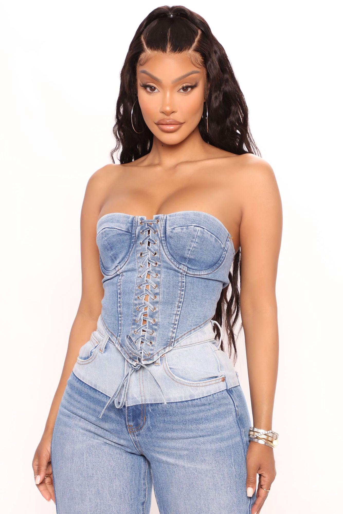 Play It Your Way Denim Corset - Medium Wash Product Image
