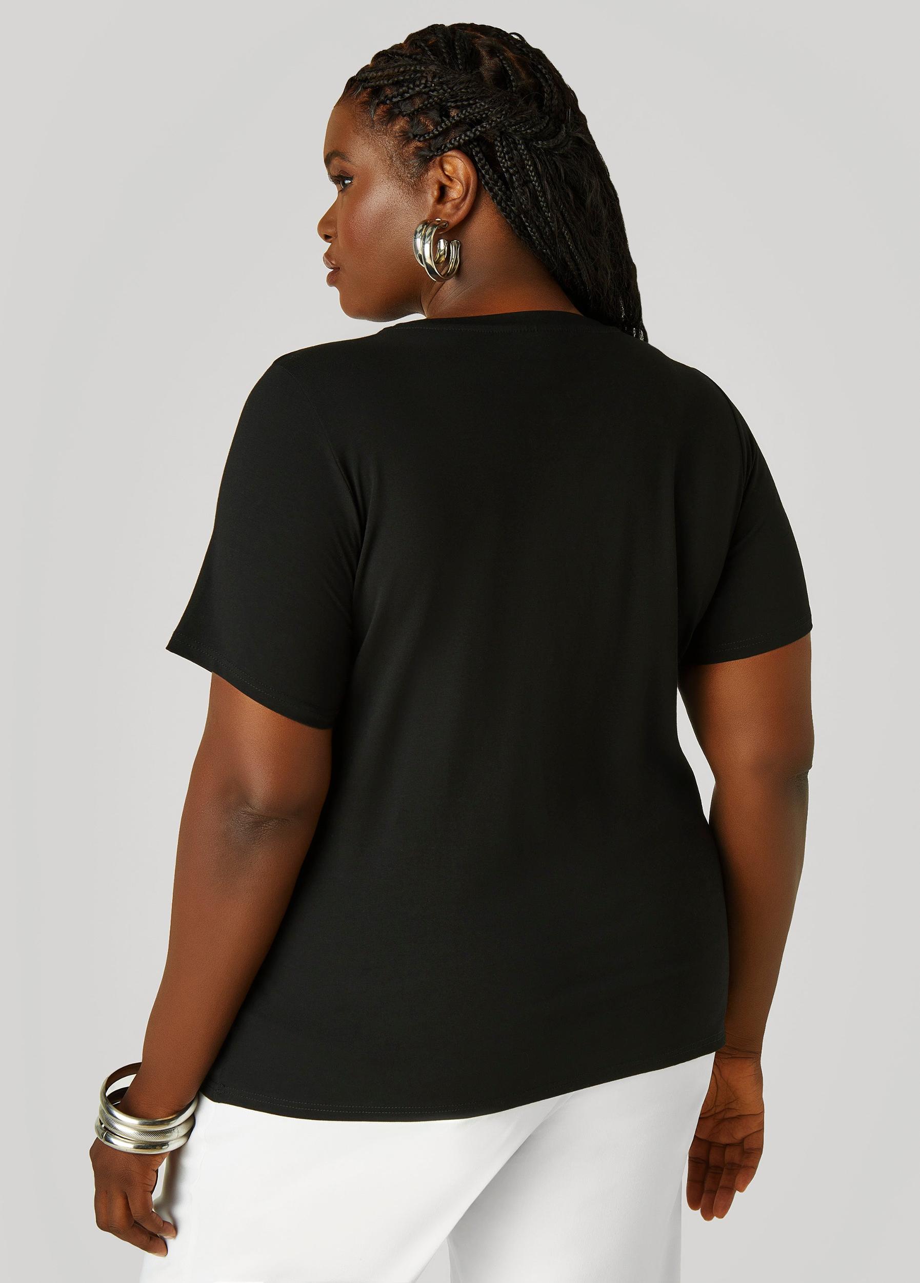 Plus Size Faux Pearl And Crystal Jersey Tee Ashley Stewart Product Image