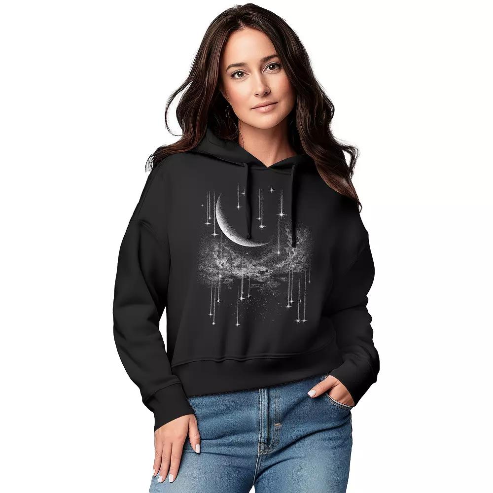 Women's Falling Stars Graphic Cropped Hoodie,  Product Image