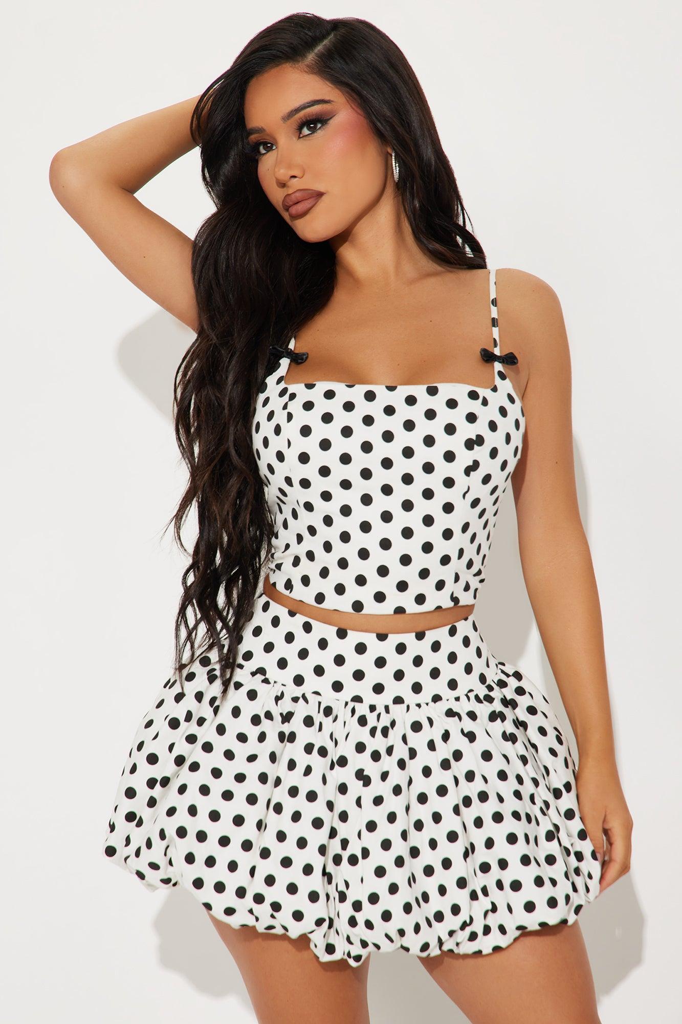 Spot On Bubble Skirt Set - White/Black Product Image