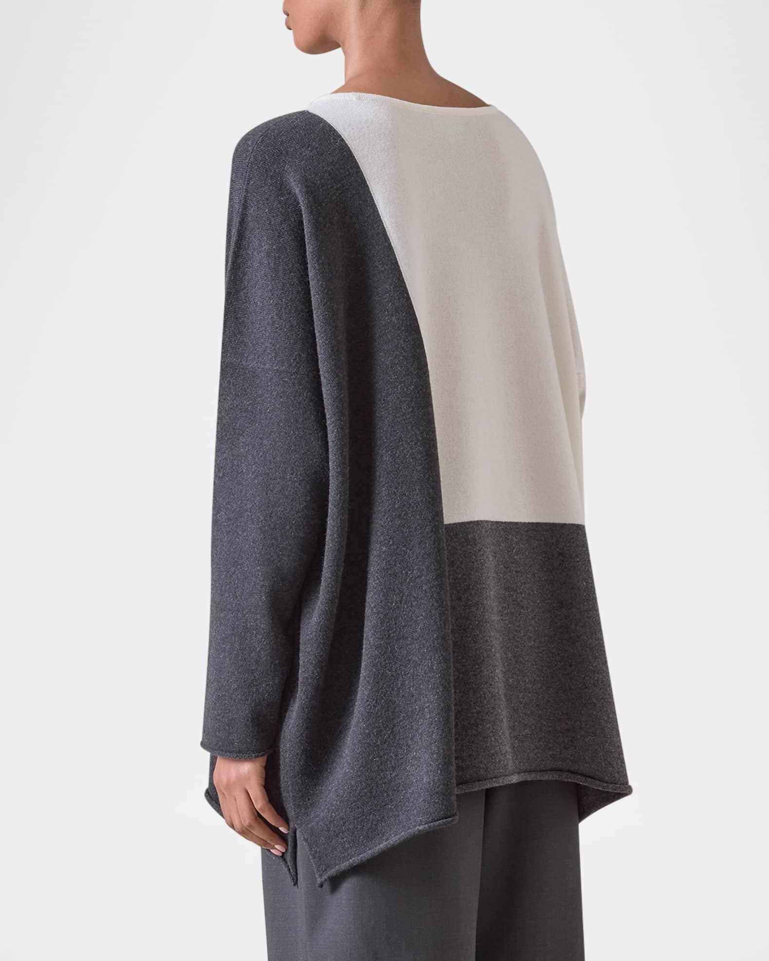 Color Block Cashmere Bateau-Neck Sweater (Long Length) Product Image