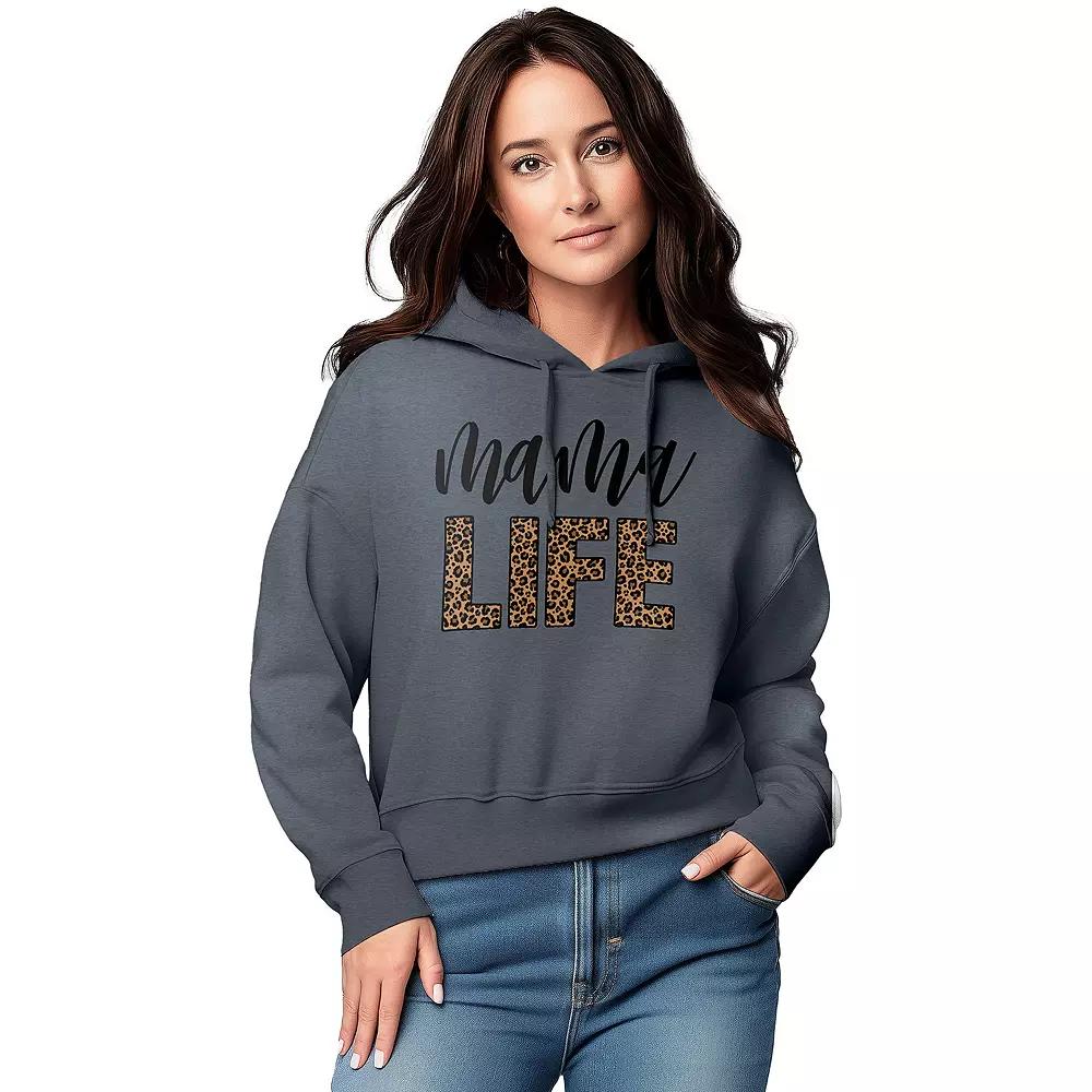 Women's Mama Life Leopard Graphic Cropped Hoodie,  Product Image
