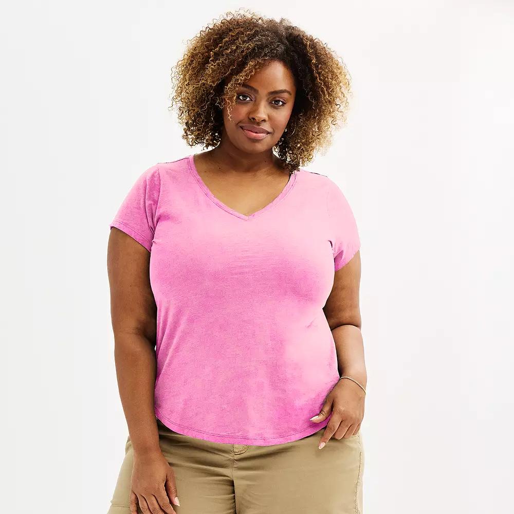 Plus Size Sonoma Goods For Life® Everyday V-Neck T-Shirt, Women's, Size: 3XL, Pink Sandal Product Image