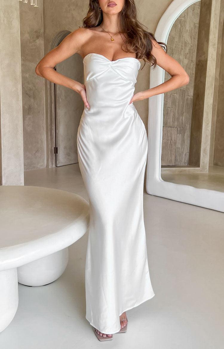 Abbie White Maxi Formal Dress Product Image
