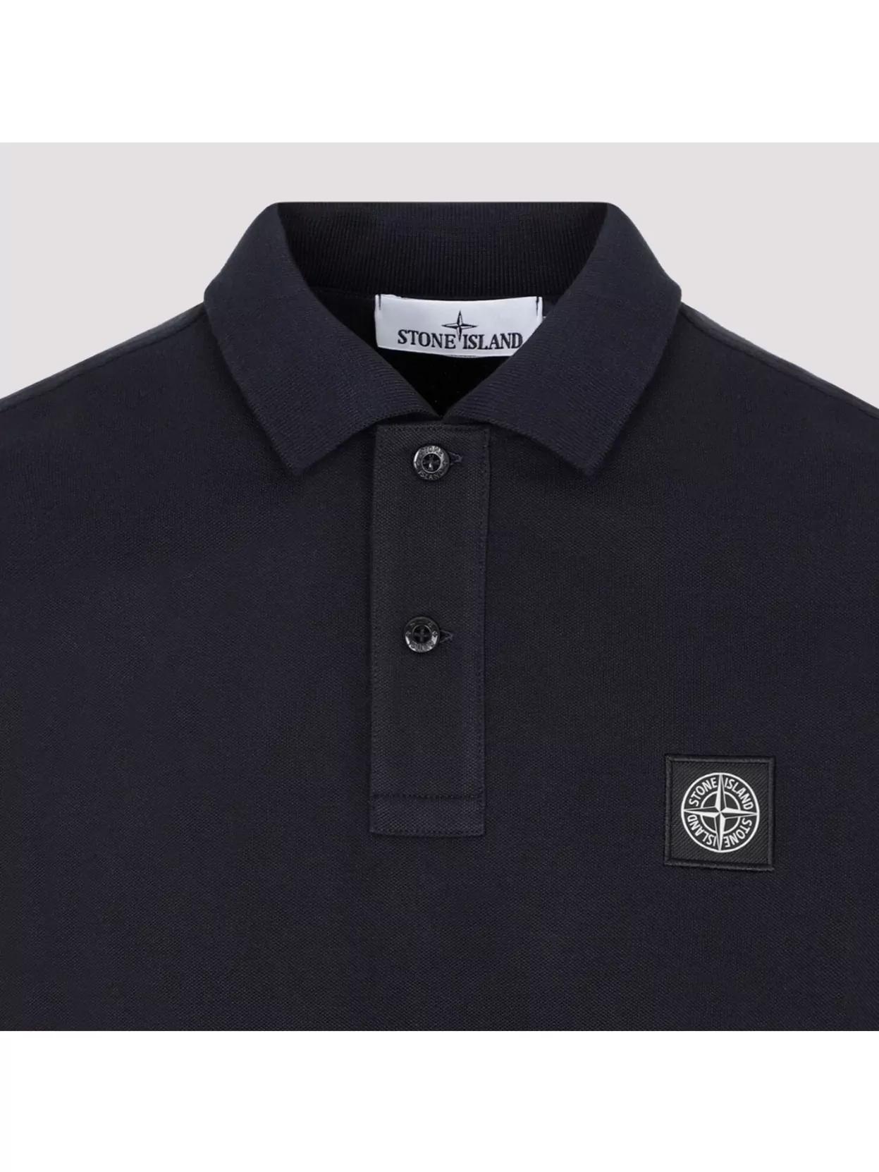 STONE ISLAND Mens Black Brand-patch Regular-fit Stretch-cotton Polo Shirt Xl Product Image