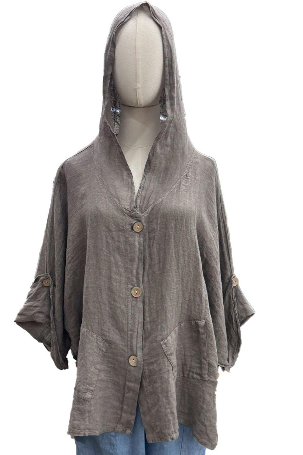 Italian Linen Hooded Shacket Product Image