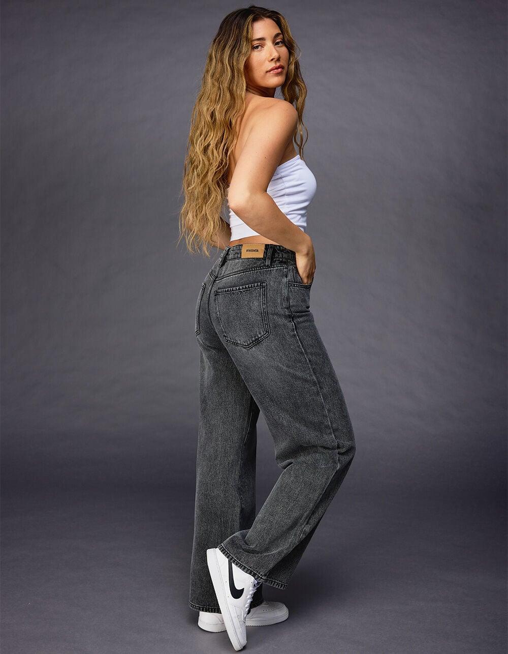 RSQ Womens Mid Rise Wide Leg Jeans - LIGHT WASH Product Image