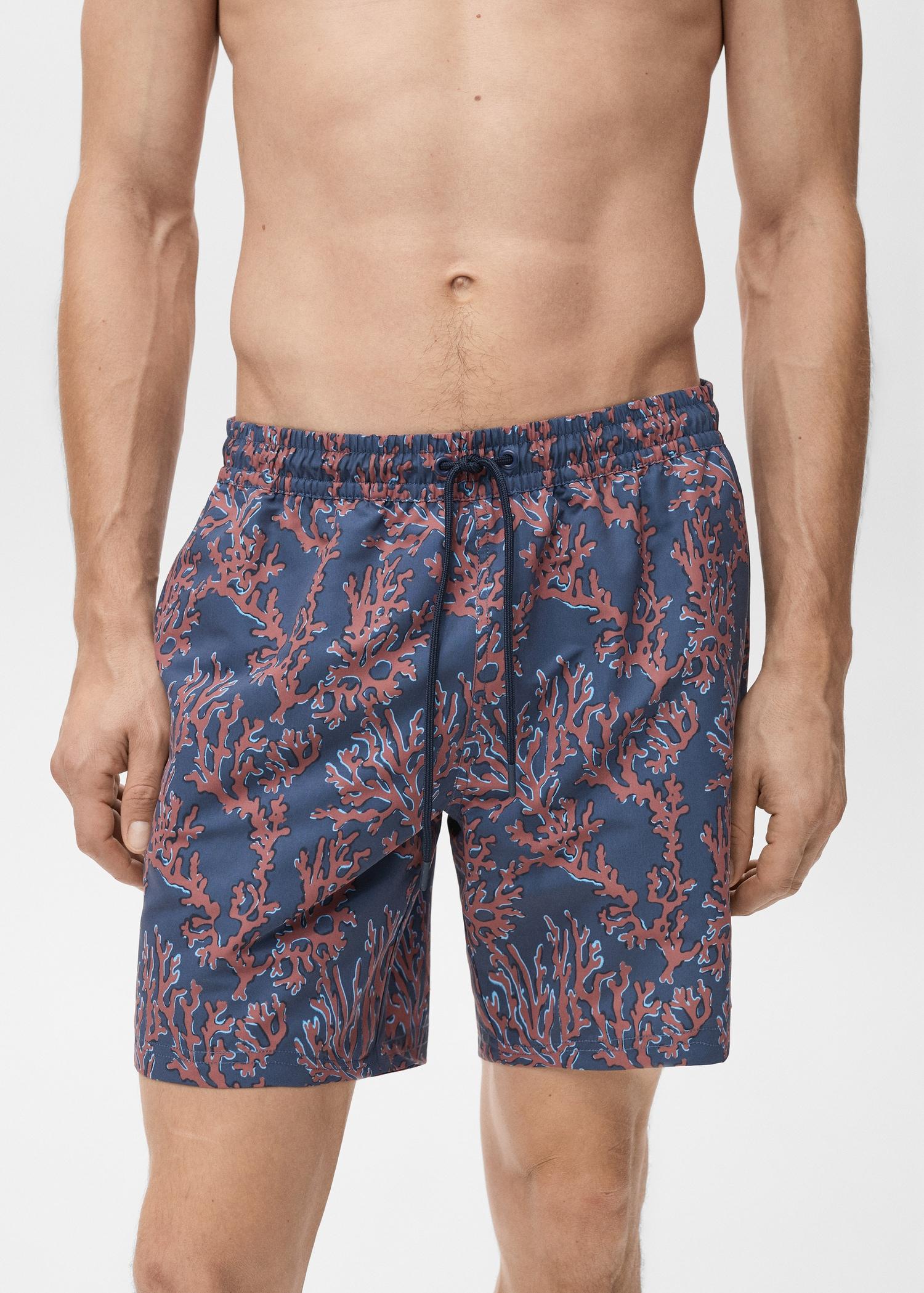 Swimsuit with coral print - Men | MANGO USA Product Image
