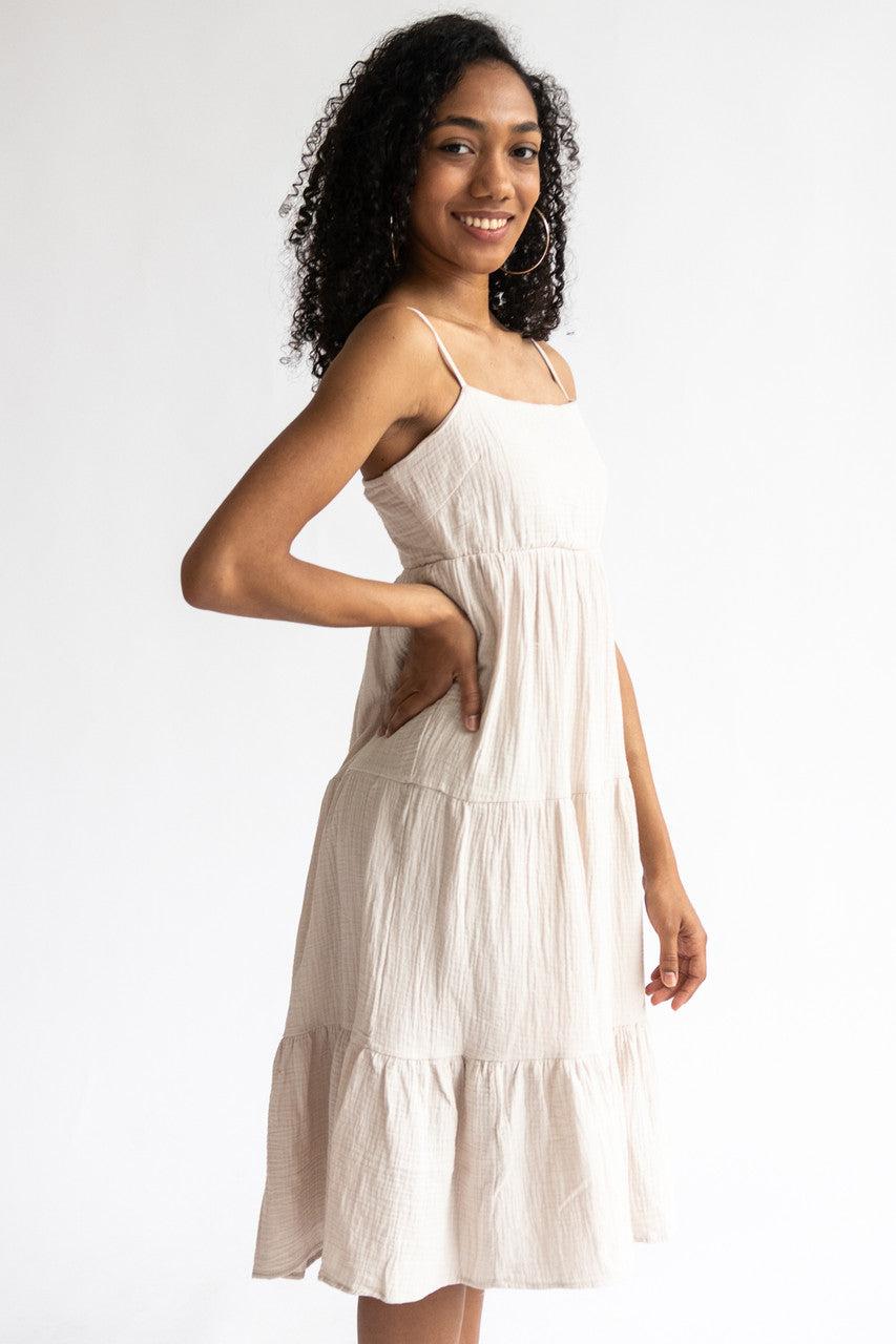 Tiered Gauze Midi Dress Product Image