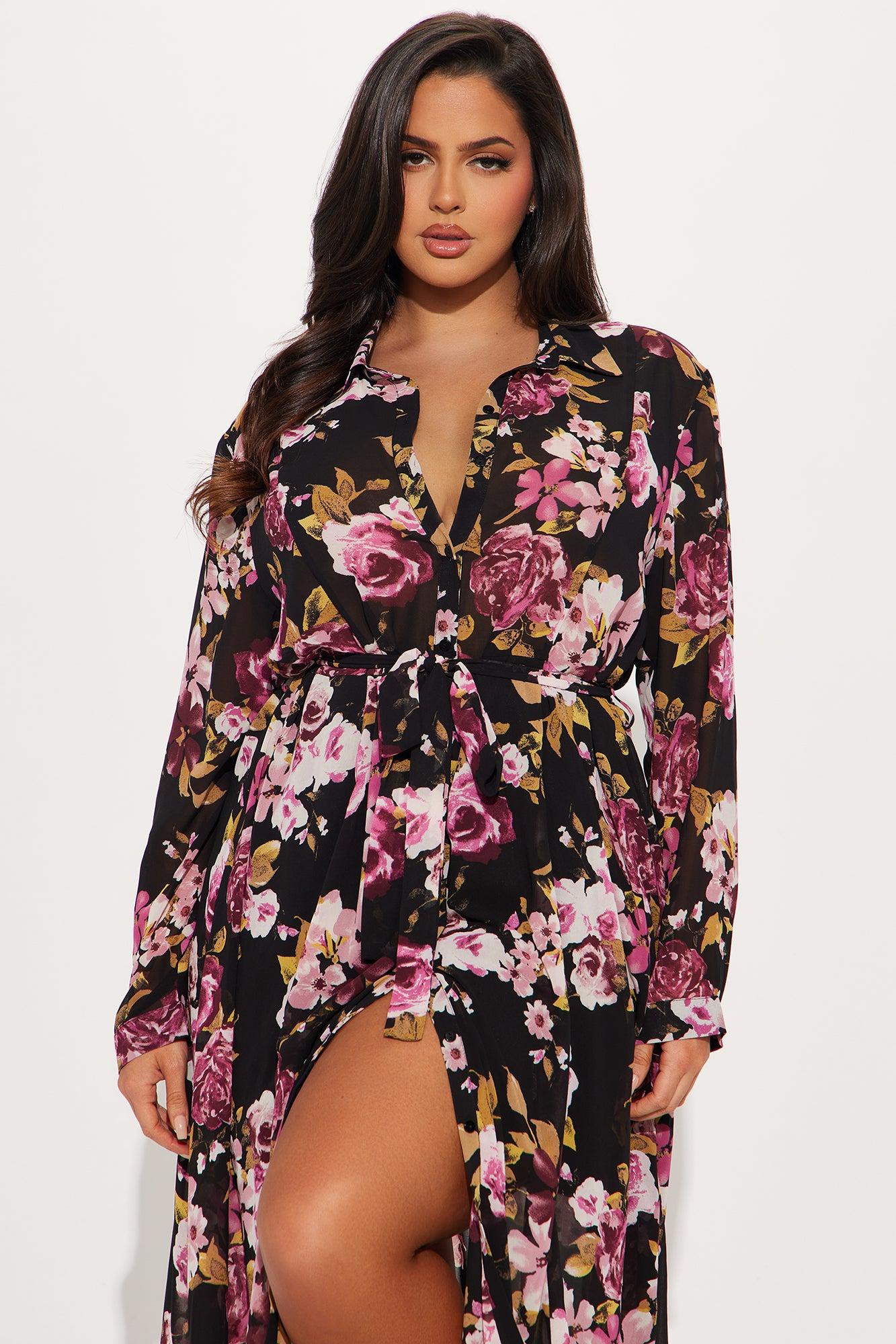 Amandla Floral Midi Shirt Dress - Black/combo Product Image