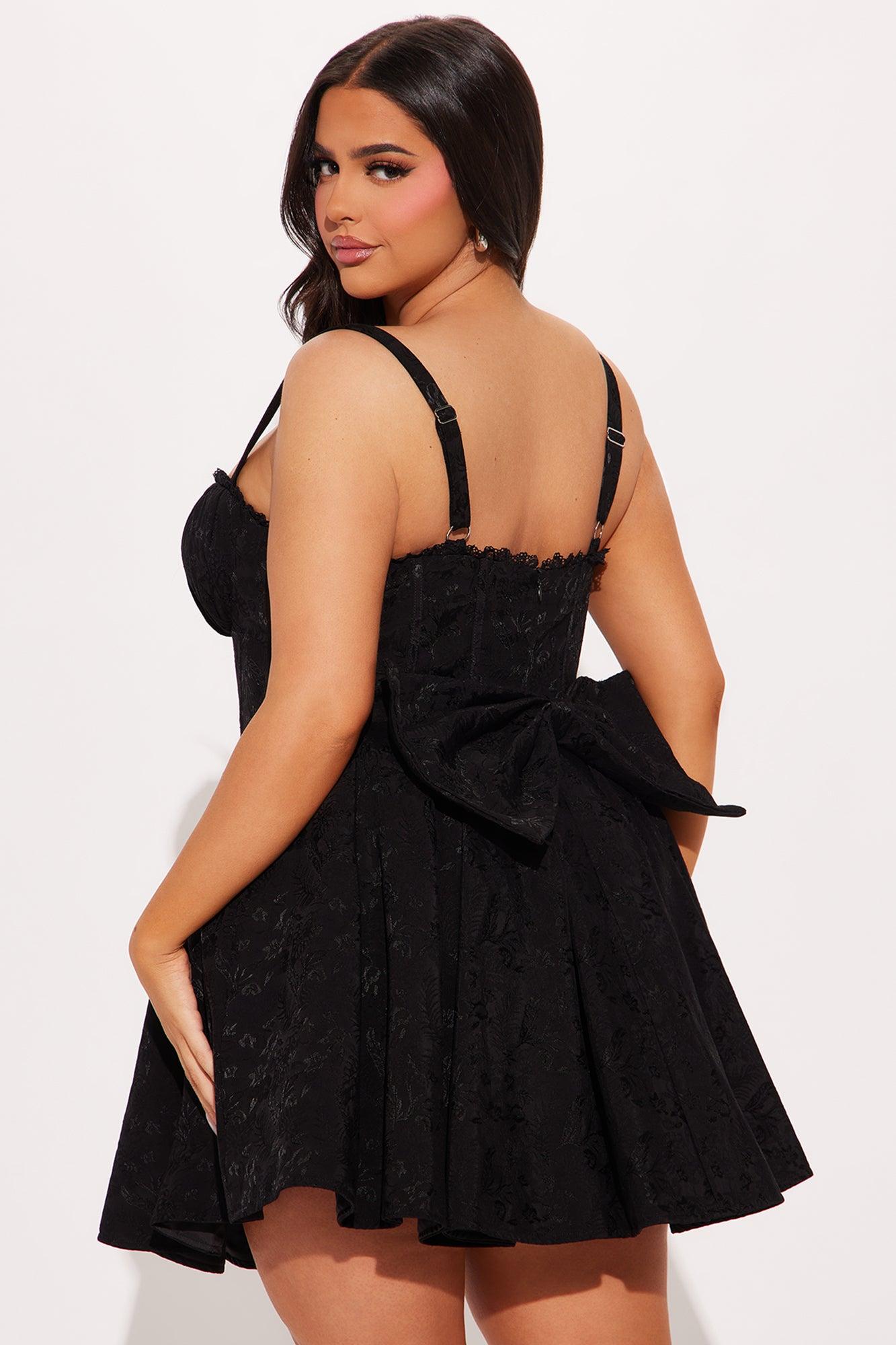 Dorella Pleated Corset Mini Dress - Black Product Image