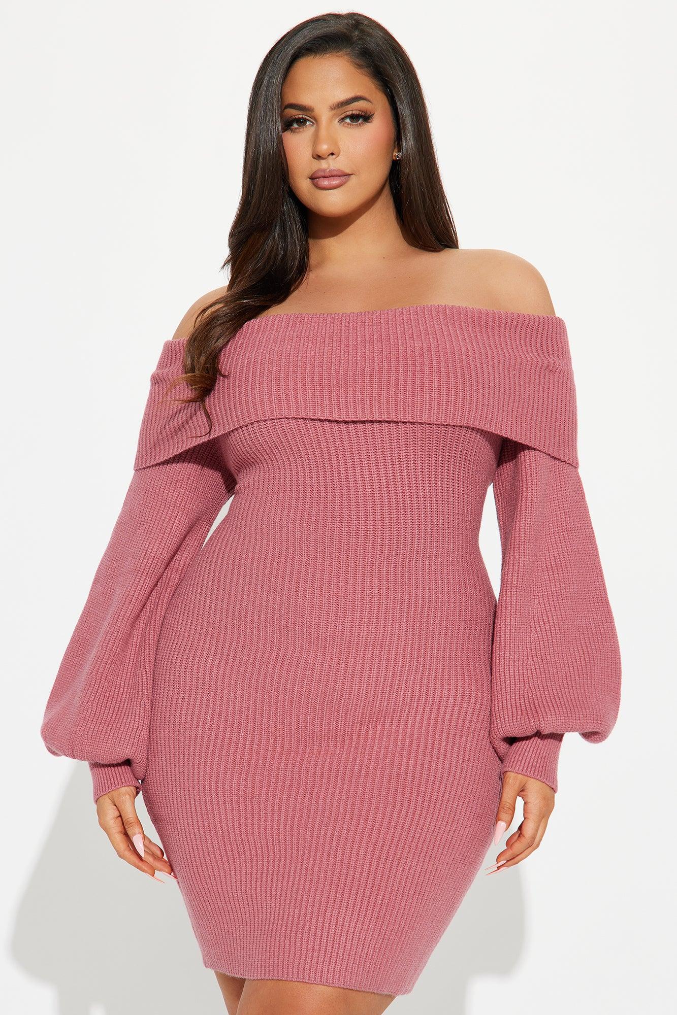 Faith Sweater Mini Dress - Pink Product Image
