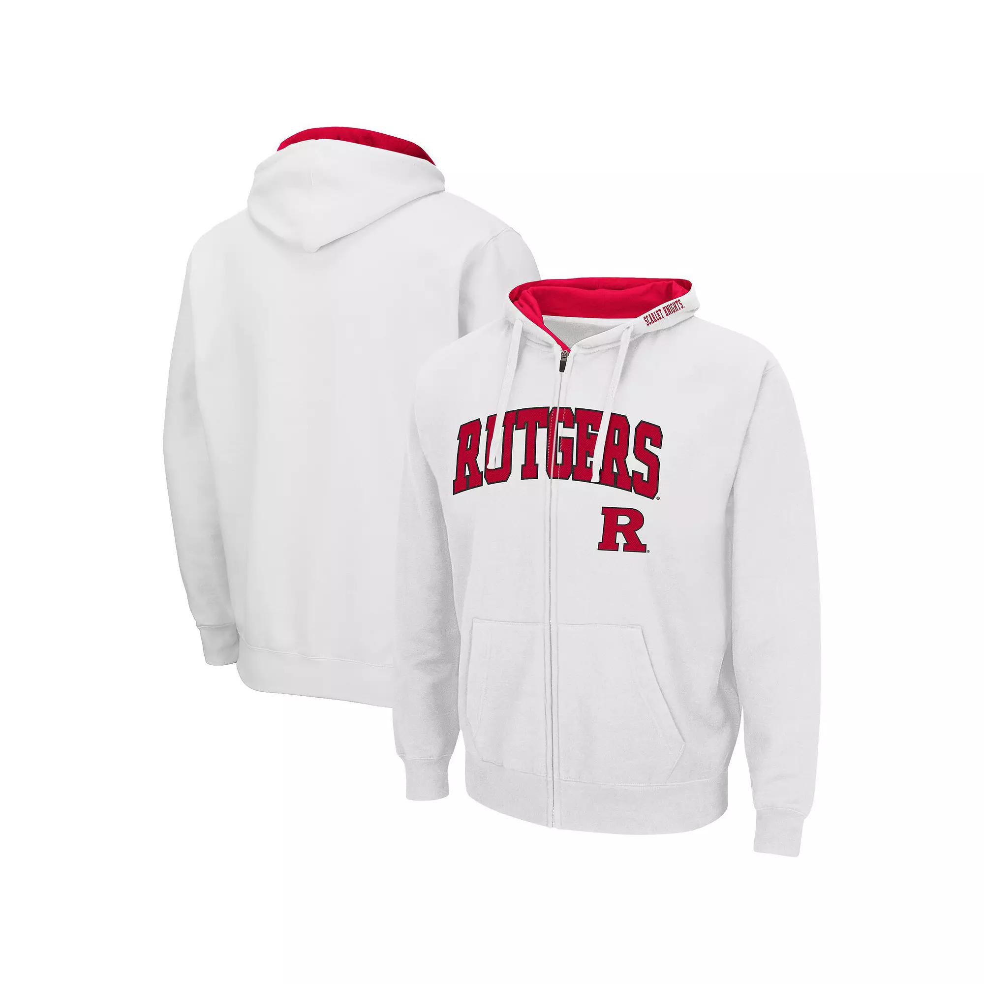 Men's Colosseum White Rutgers Scarlet Knights Arch & Logo 3.0 Full-Zip Hoodie,  Product Image