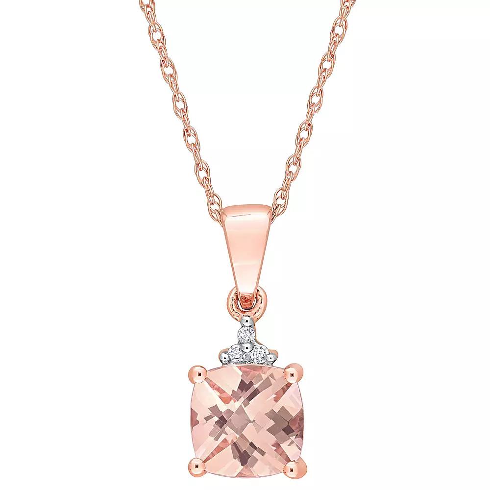 Stella Grace 10k Rose Gold Morganite & Diamond Accent Drop Pendant Necklace, Women's, Size: 17", 10k Rsgold Product Image