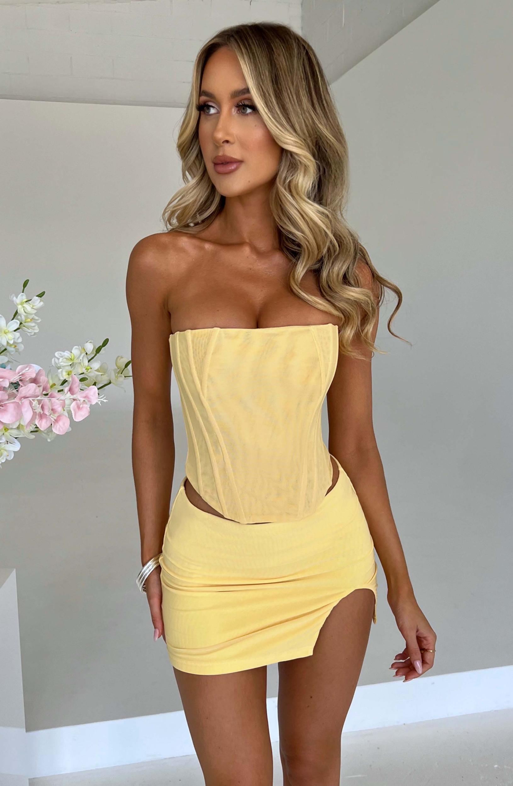 Alina Mini Skirt - Lemon Product Image