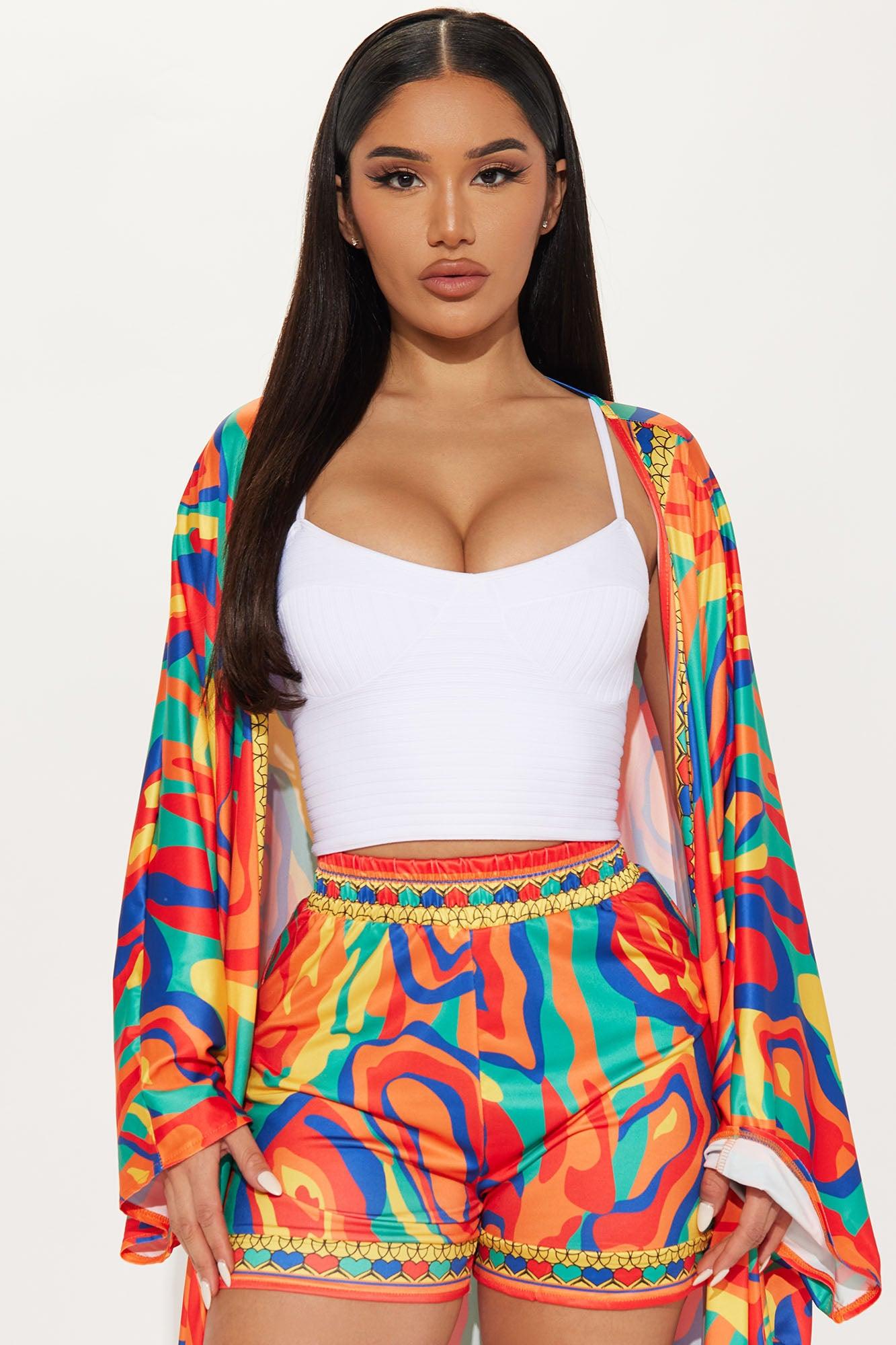 Forever With You Kimono Short Set - Yellow/combo Product Image