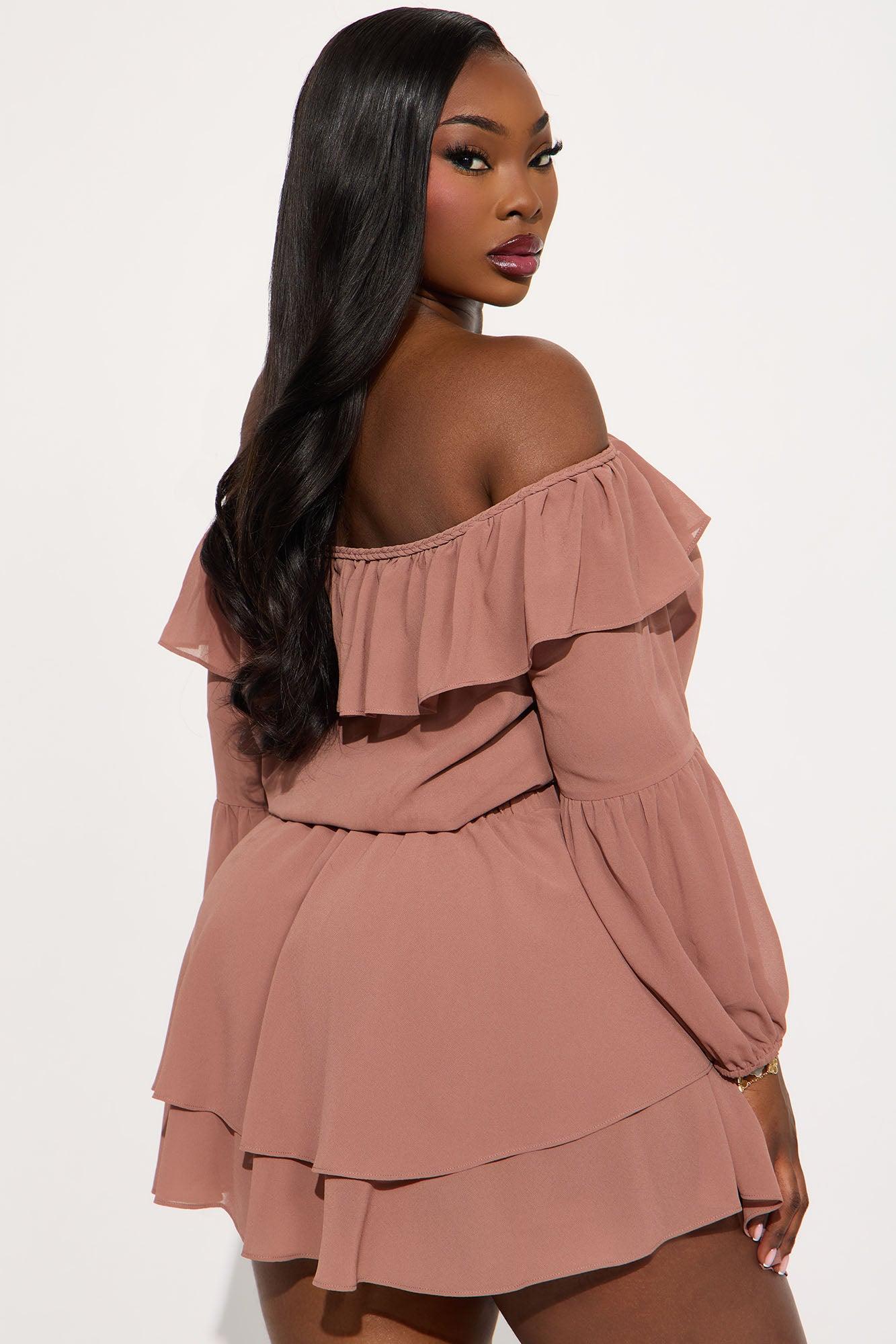 Sally Ruffle Chiffon Mini Dress - Mauve Female Product Image