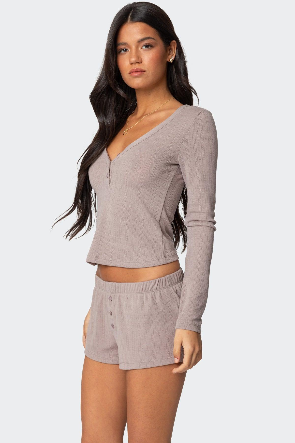 Keely Pointelle Henley Top Product Image