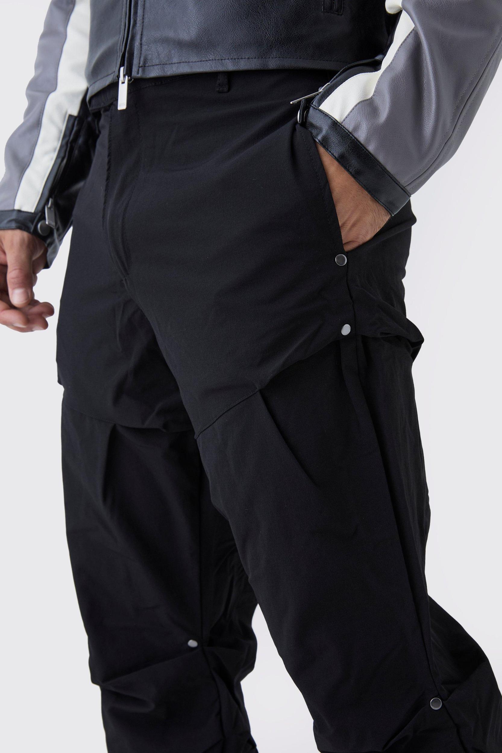 Slim Fit Flare Stacked Pants With Ruched Detail | boohooMAN USA Product Image