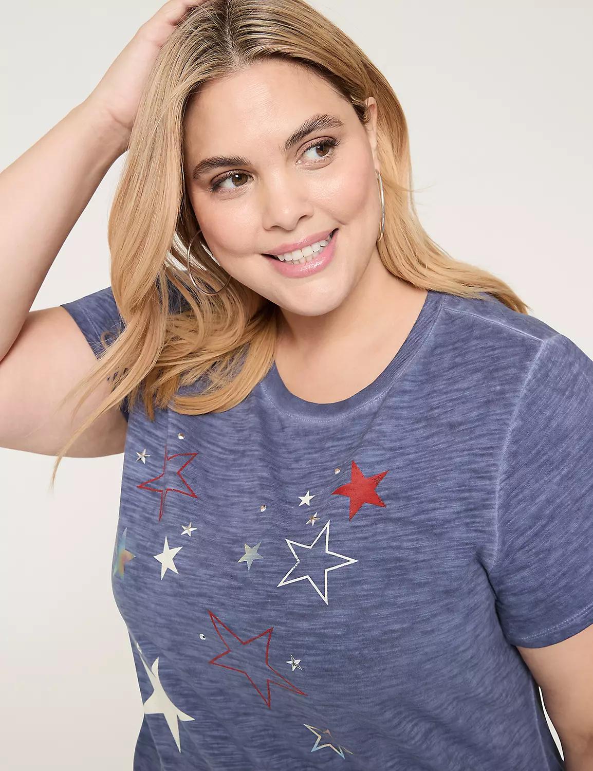 Embellished Red, White & Blue Stars Graphic Tee Product Image