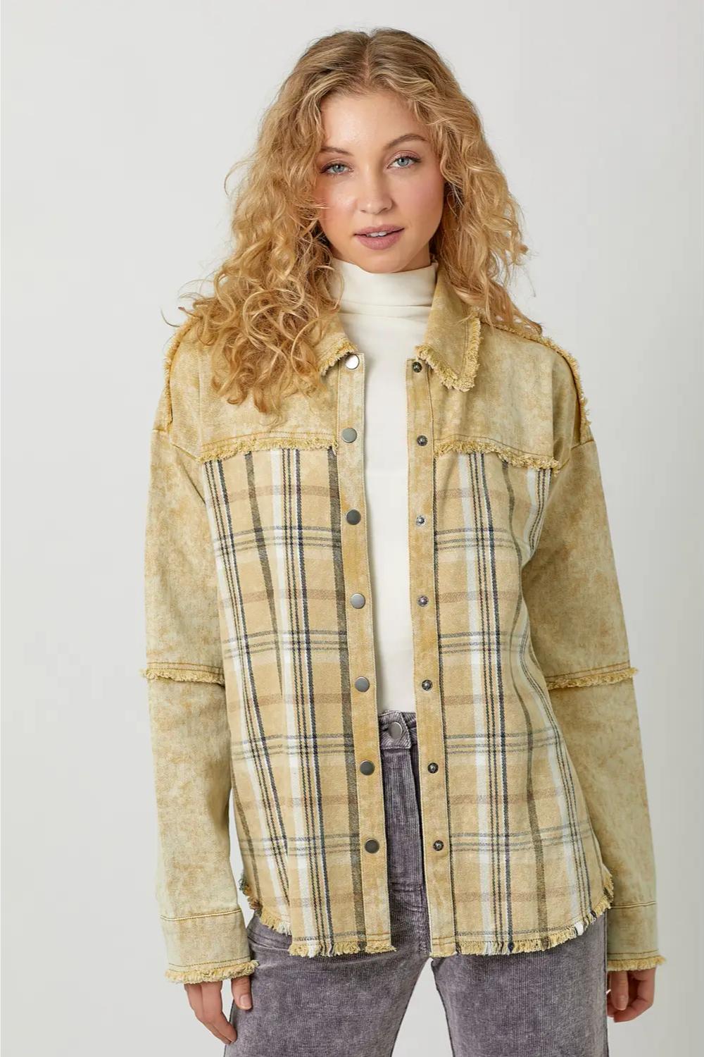 Washed Plaid Mix Jacket Product Image