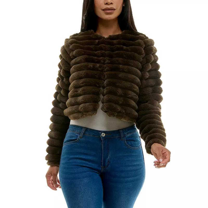 Women's Nina Leonard Long Sleeve Faux Fur Bolero,  Product Image
