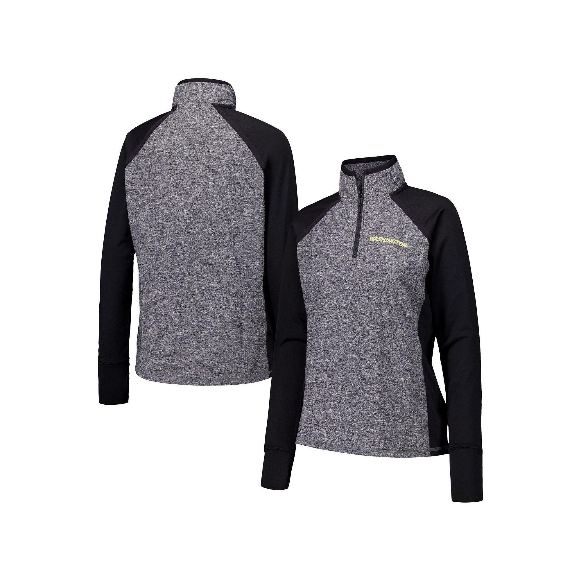 Women's Black/Heather Gray Washington Huskies Finalist Raglan Quarter-Zip Jacket, Size: XL Product Image