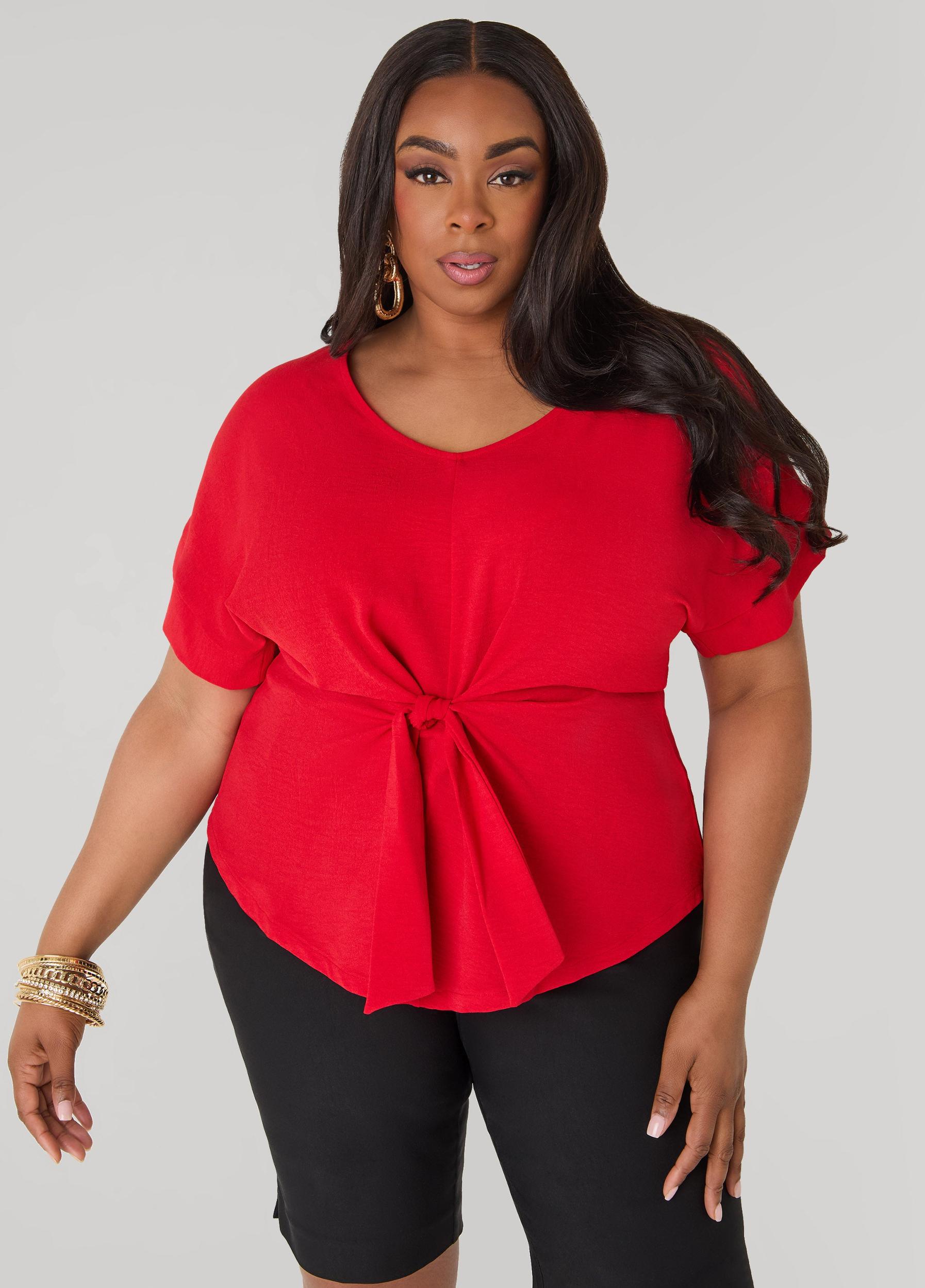 Tie Front V Neck Top Product Image