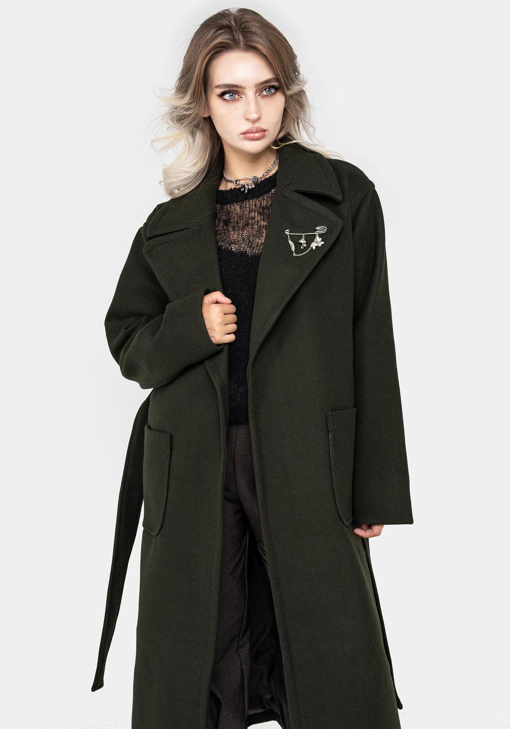 Meltdown Oversized Coat with Brooch - Green Product Image