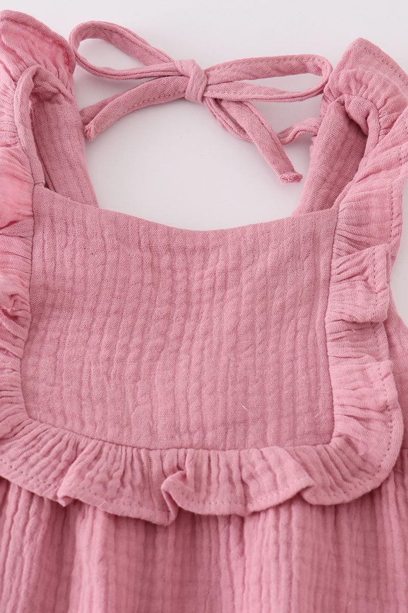 Premium Purple muslin ruffle shorts set Product Image