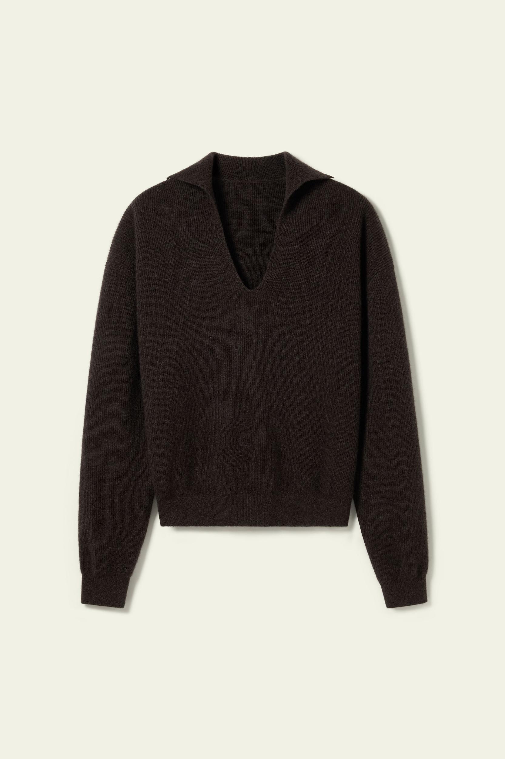 Ribbed Cashmere Polo Sweater Product Image