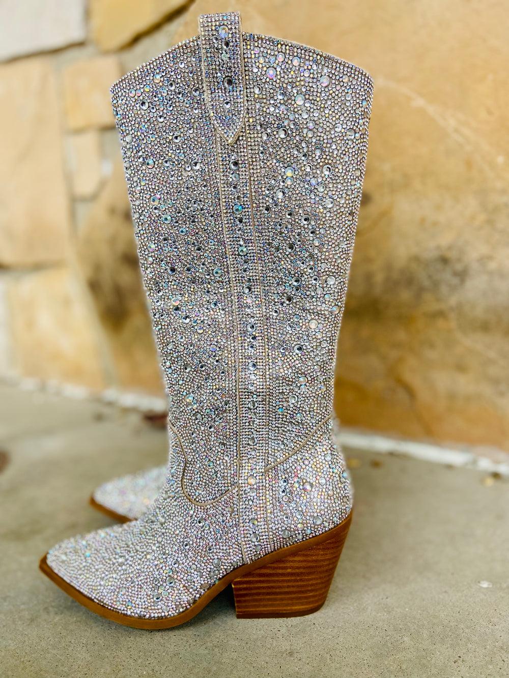 Glitz & Glam Silver Rhinestone Boots* Product Image