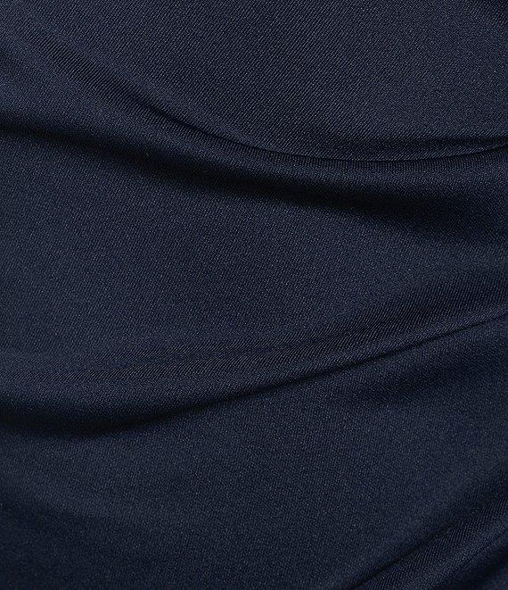 Xscape Petite Size One Shoulder Side Ruffle Scuba Crepe Gown Product Image