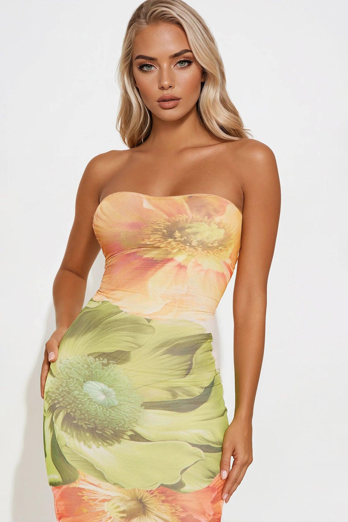 Becka Floral Mesh Maxi Dress - Multi Color Product Image