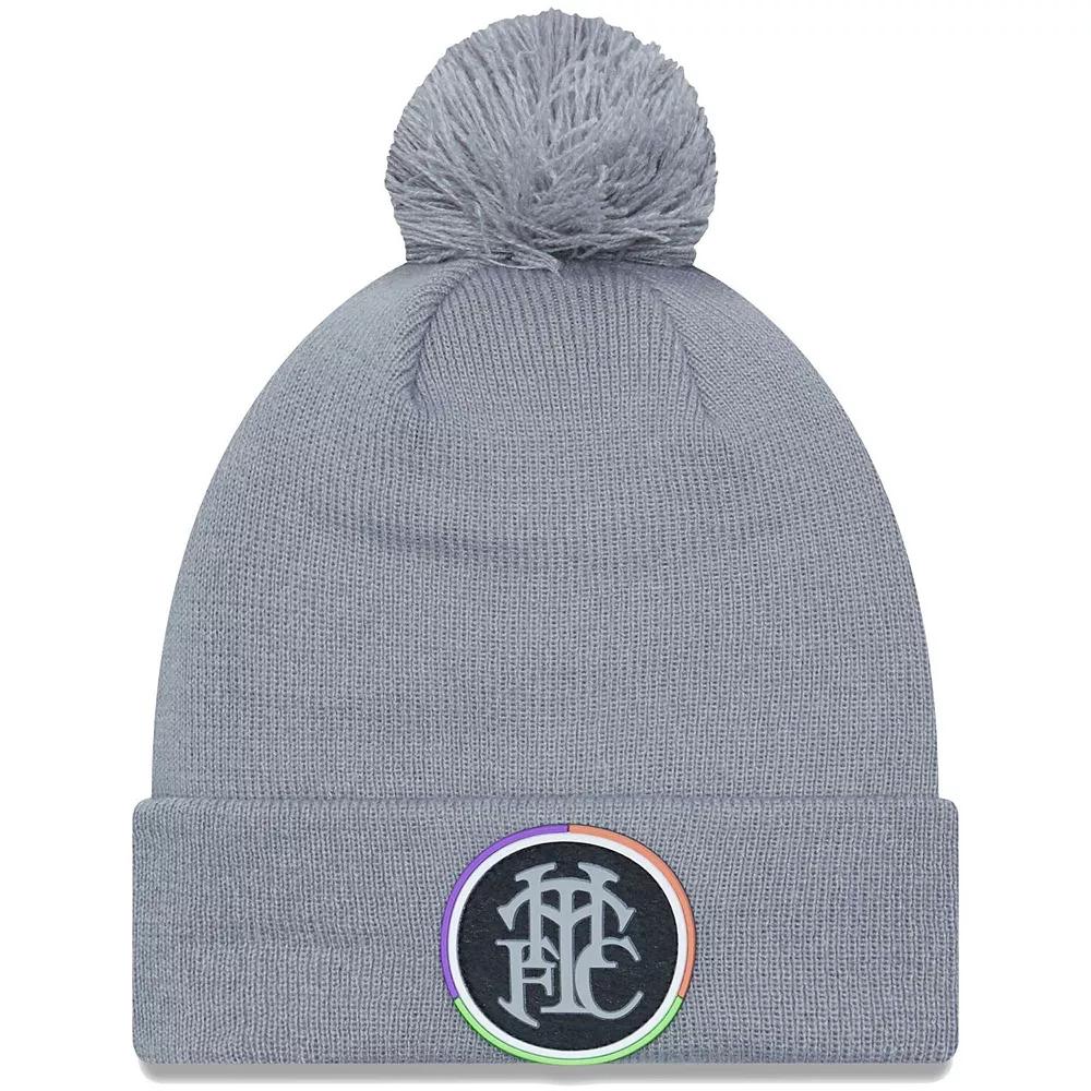 Men's New Era Gray Tottenham Hotspur Flock Cuffed Knit Hat with Pom, Tot Grey Product Image