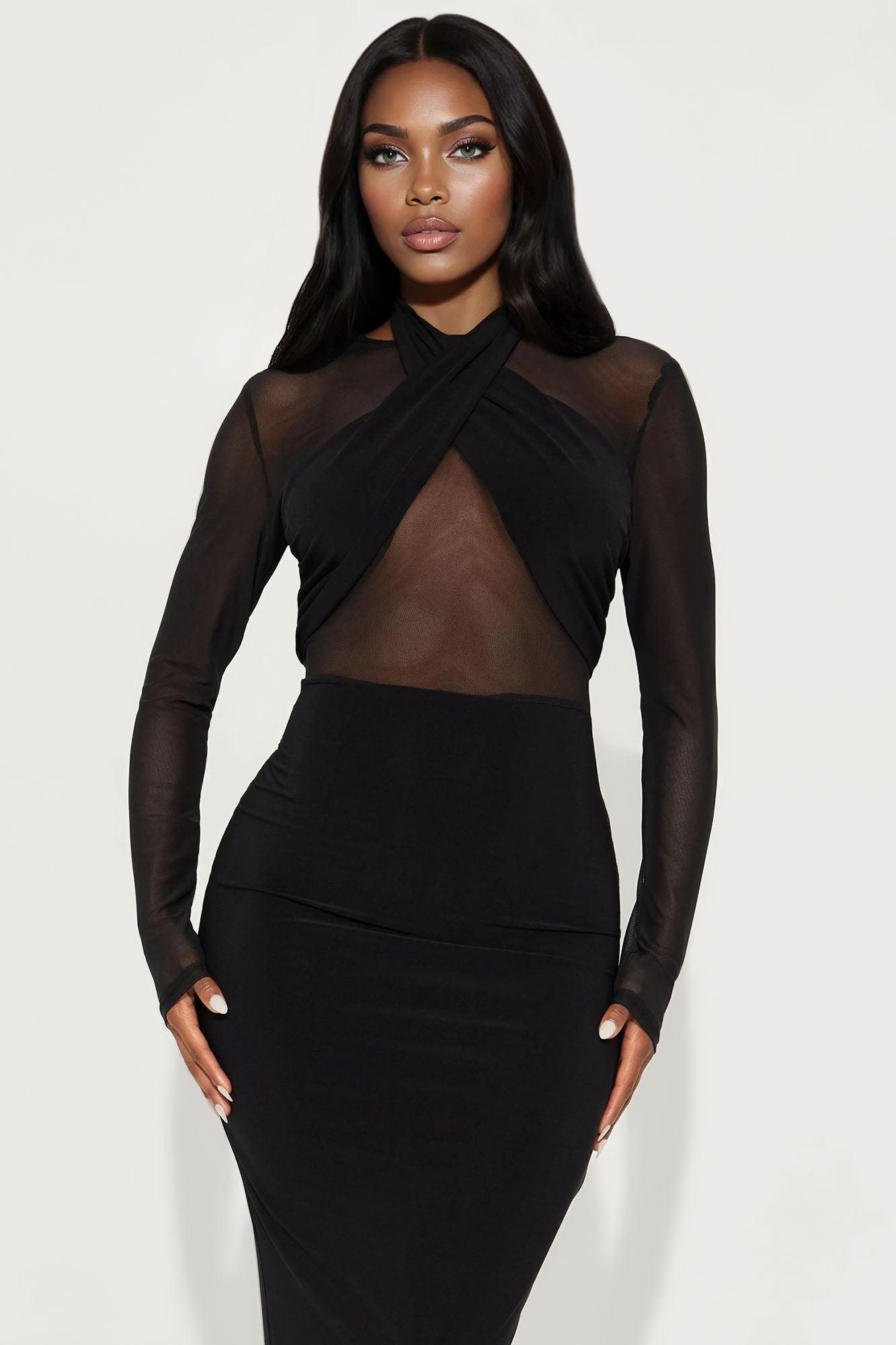 Ruby Mesh Maxi Dress - Black Female Product Image