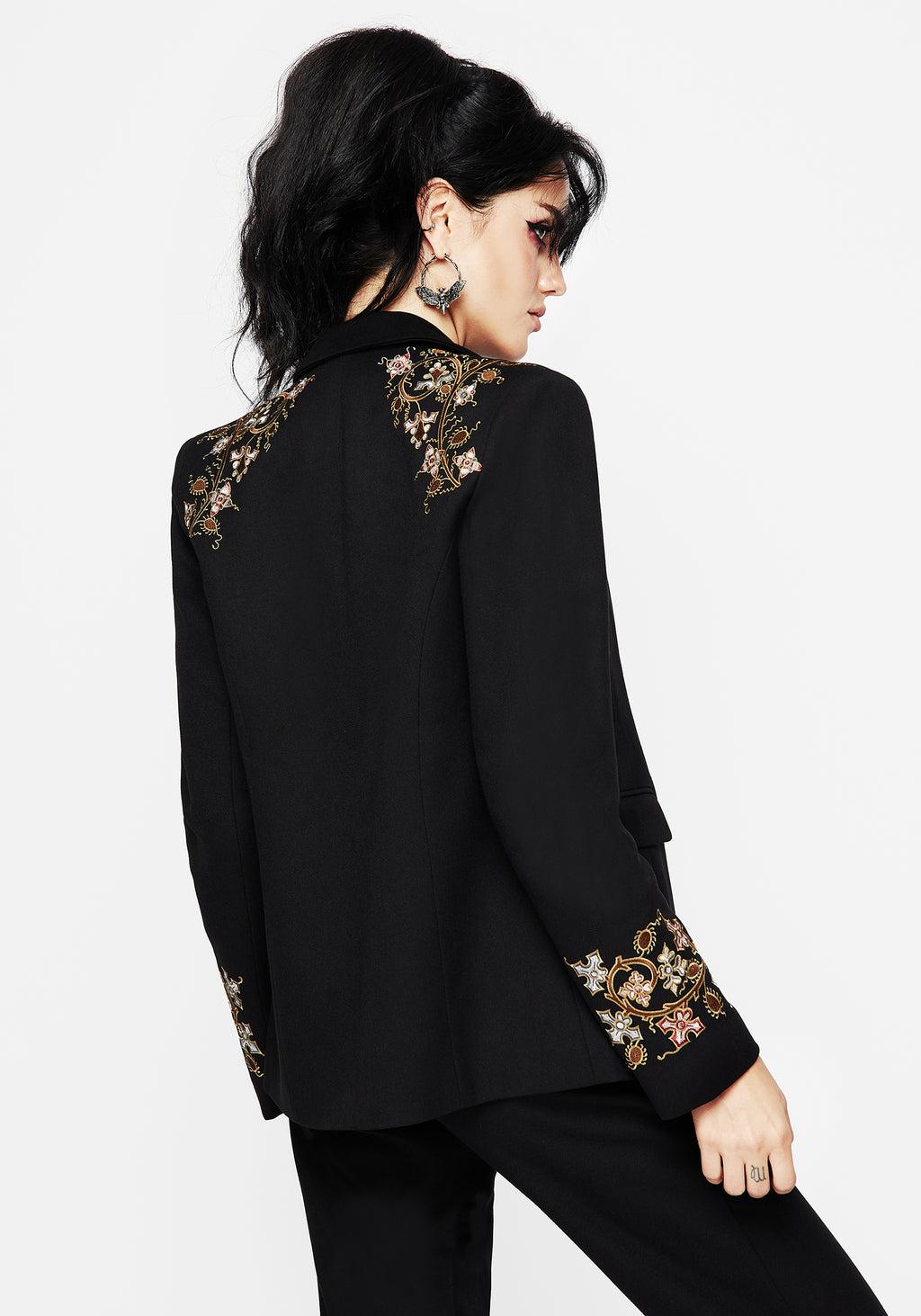 Nasturtium Floral Embroidered Relaxed Blazer Product Image
