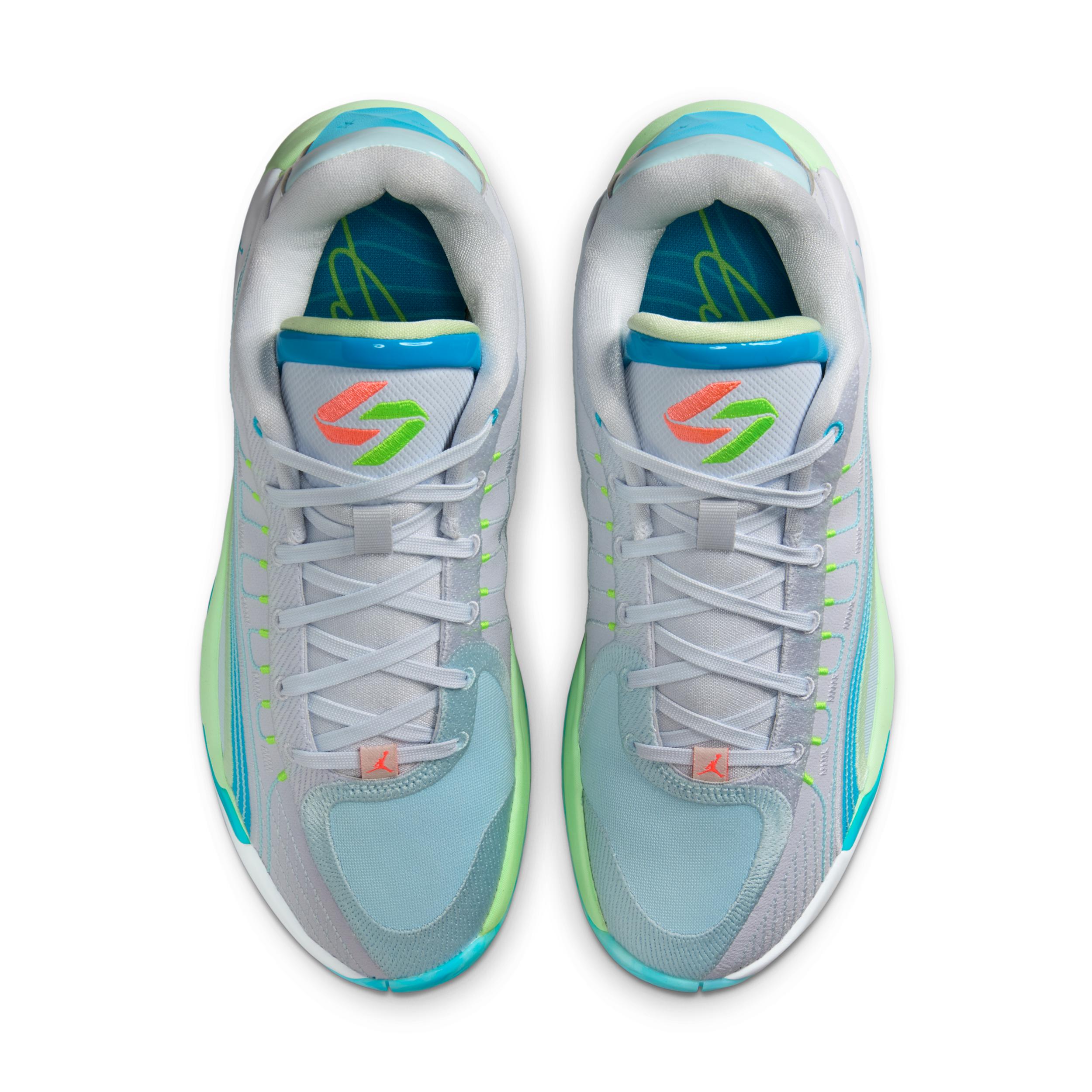 Jordan Mens Jordan Luka 4 - Mens Basketball Shoes Football Grey/Laser Blue/Vapor Green Product Image