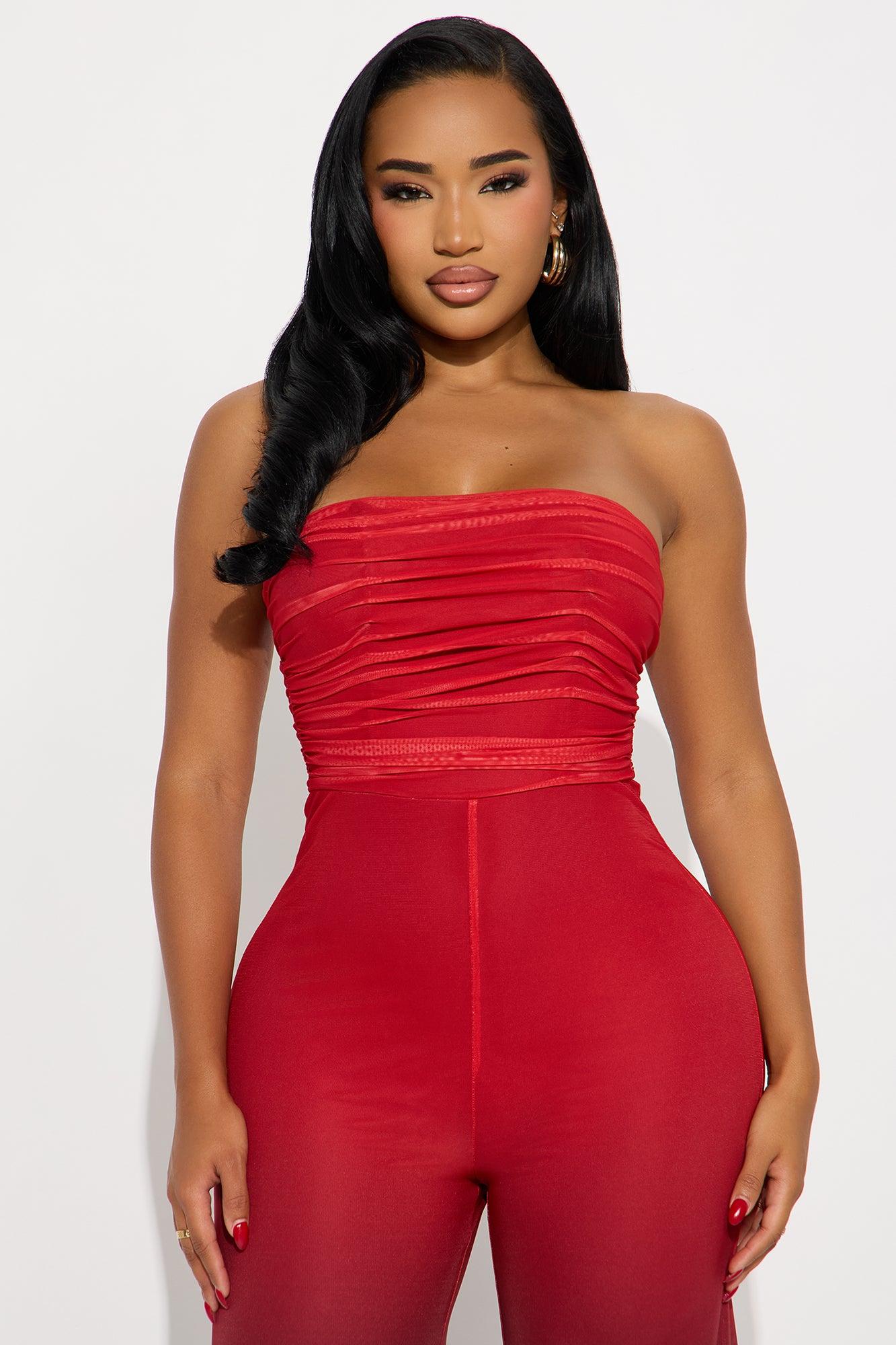 Sipping Mai Tais Mesh Jumpsuit - Red/combo Female Product Image