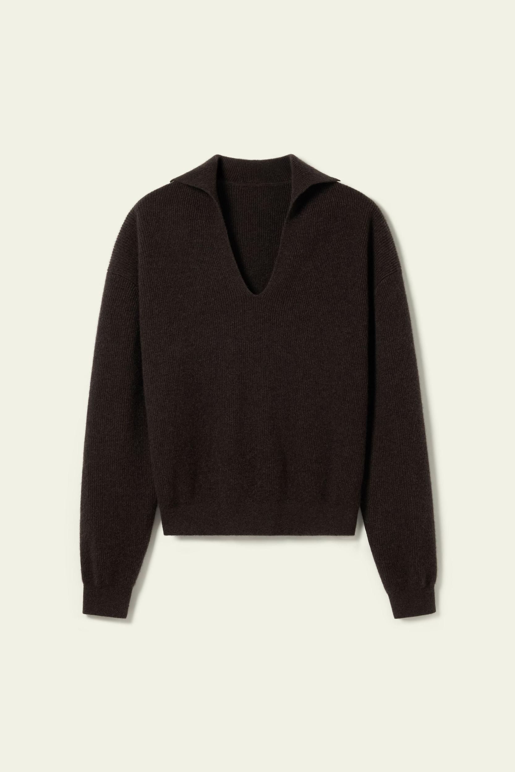 Ribbed Cashmere Polo Sweater Product Image