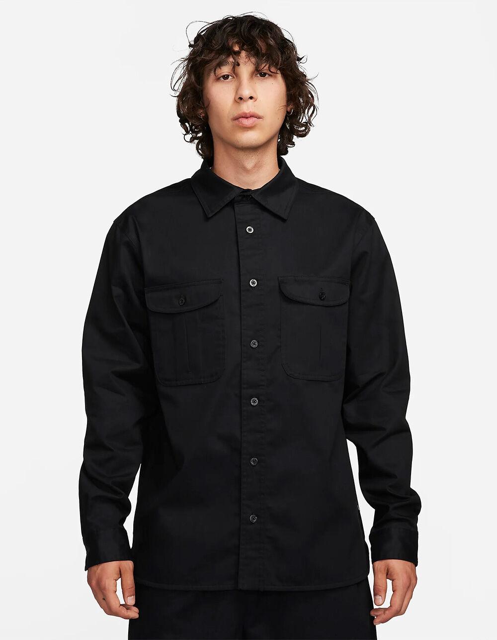NIKE SB Tanglin Mens Button Up Long Sleeve Shirt - BLACK Product Image