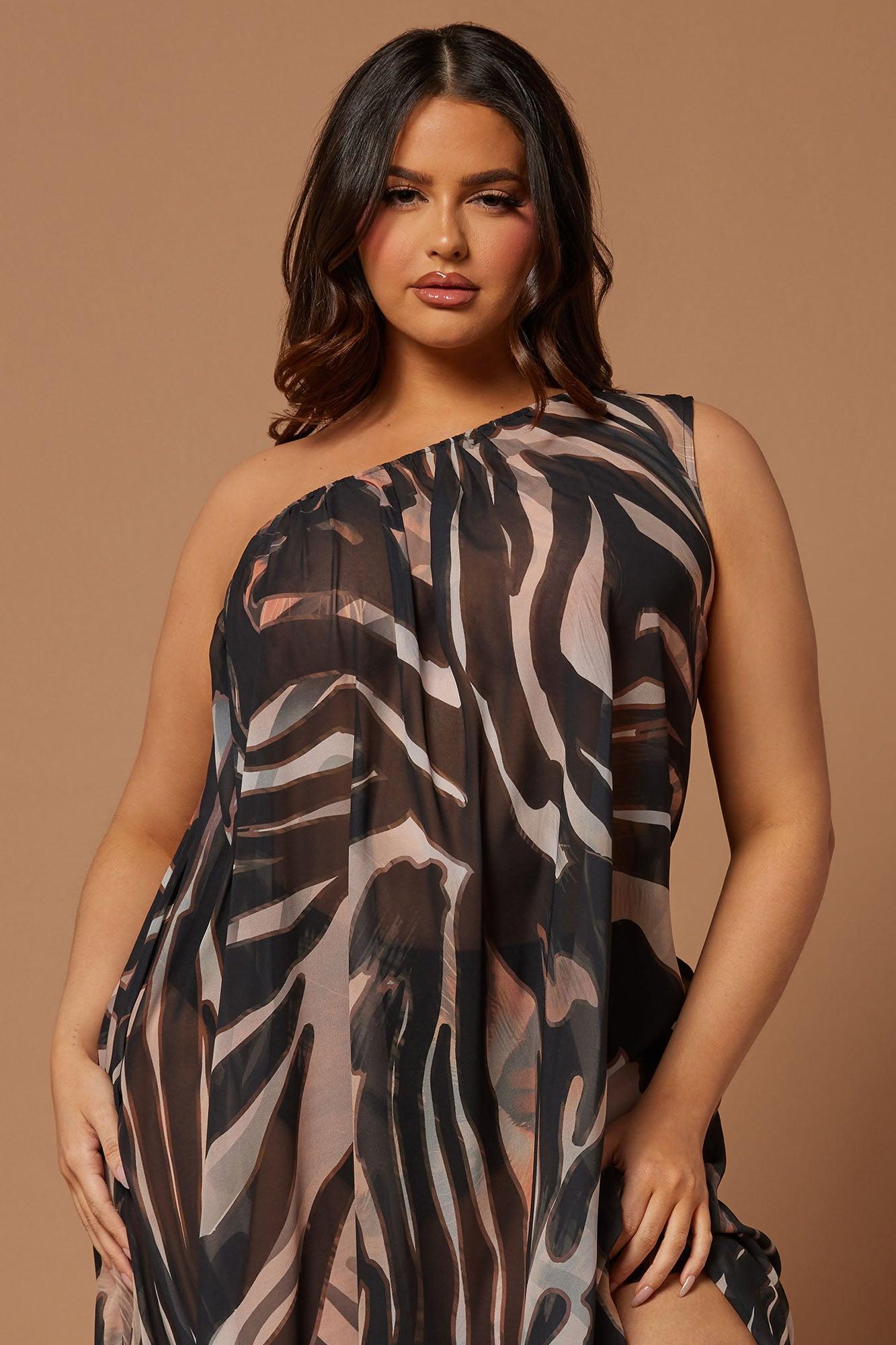 Florence Chiffon Kaftan Maxi Dress - Black/Brown Product Image