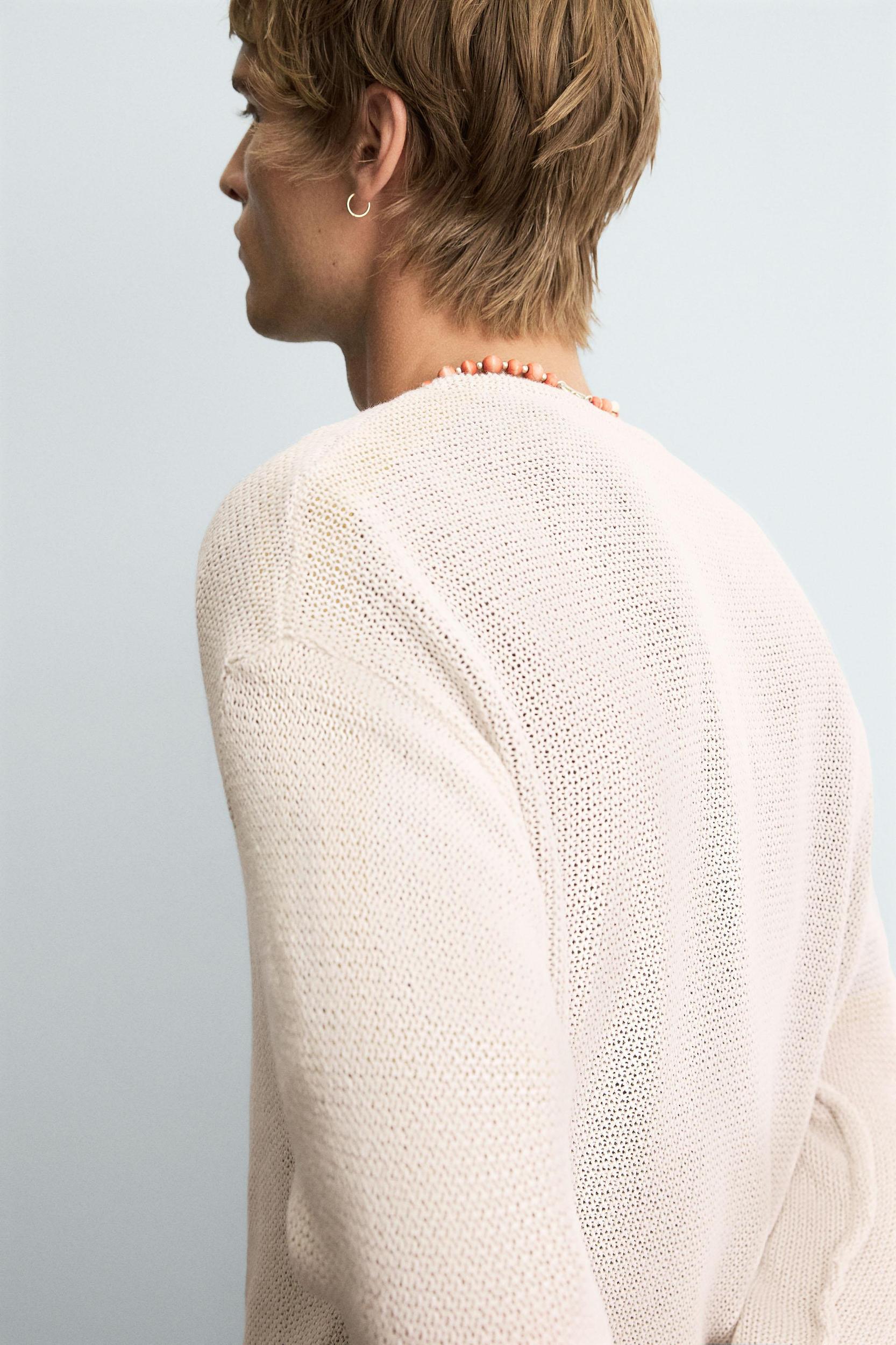 TEXTURED KNIT SWEATER WITH CUTOUTS Product Image