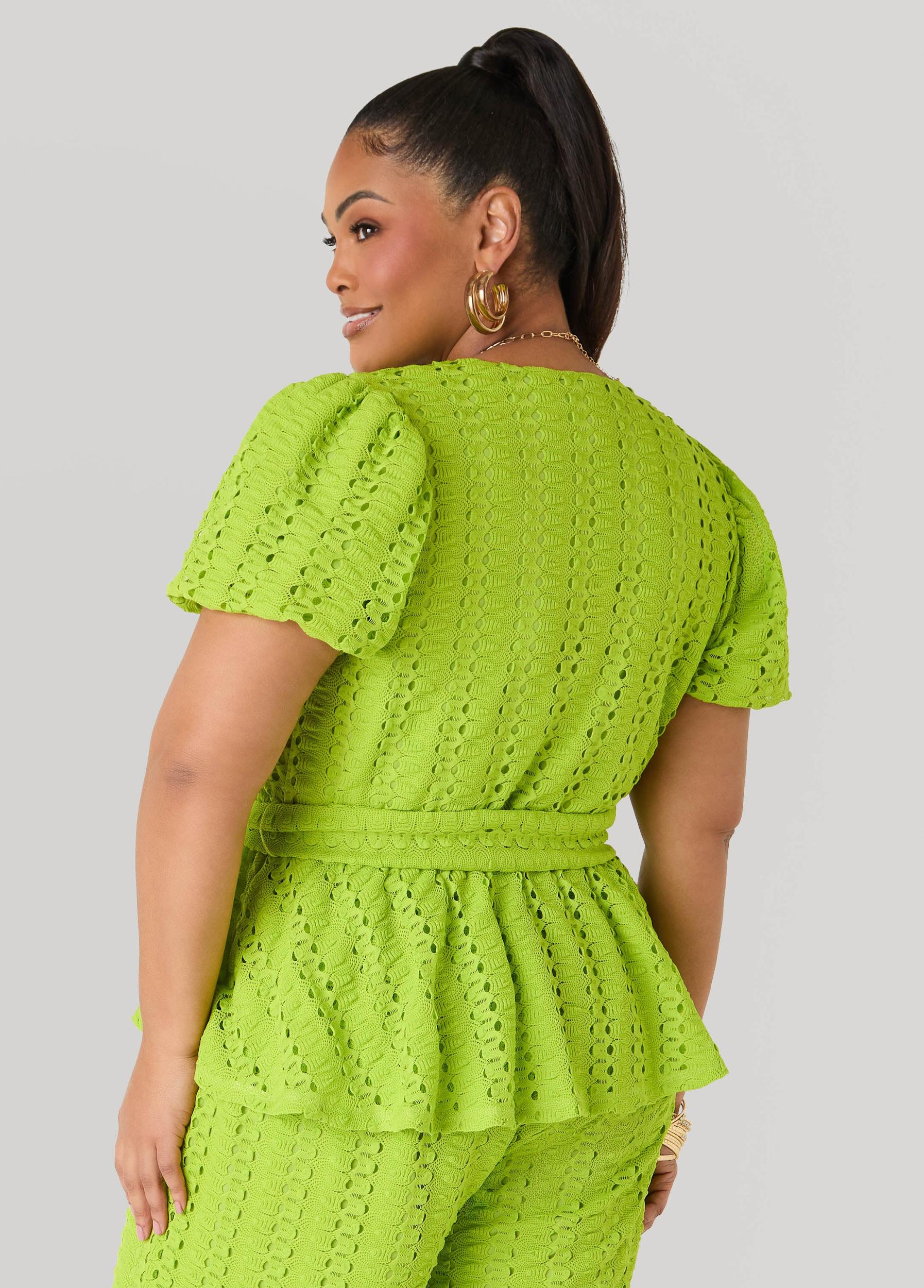 Textured Faux Wrap Top Product Image