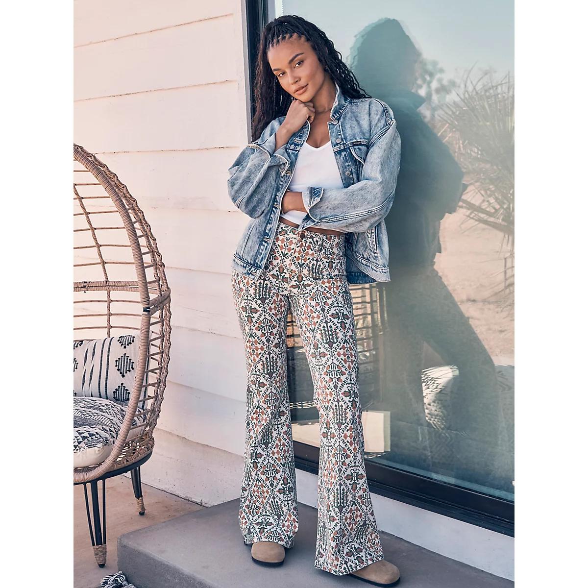 Women's Fierce Flare Print Jean in Vintage Garden Product Image