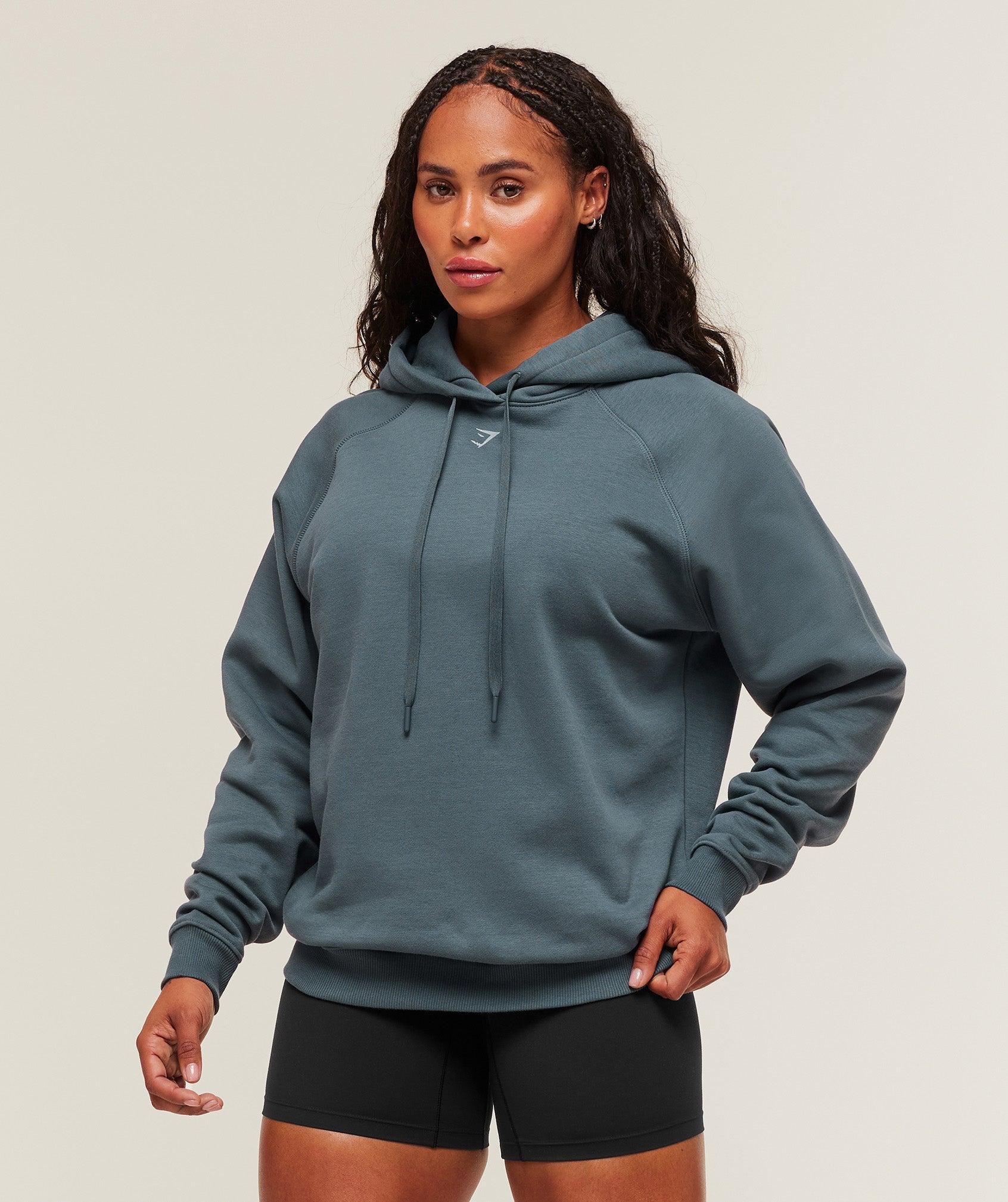 Gymshark Gritty Muscle Mommy Graphic Hoodie - Titanium Blue Female Product Image