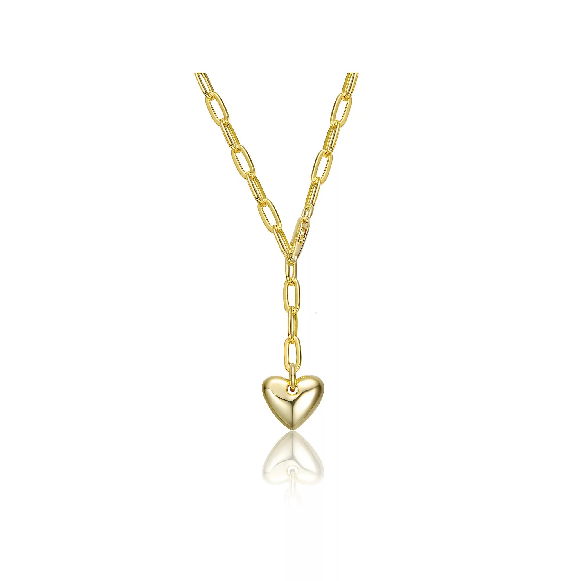 14k Gold Plated with Heart Charm Y Necklace, Womens Gold Tone Product Image